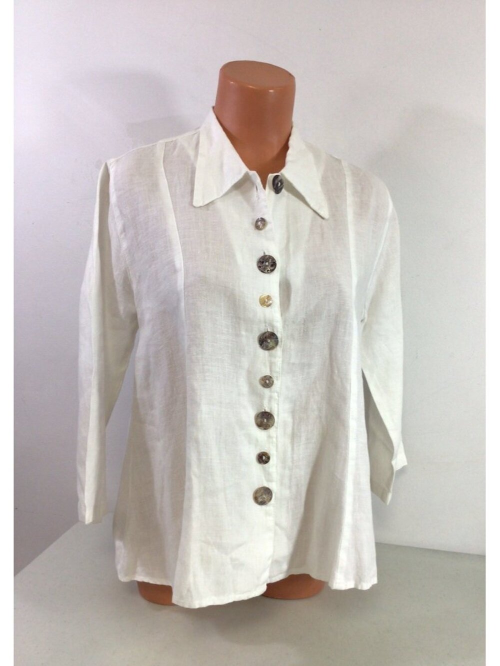 Click Linen Shirt Made in USA Island Luxury Womens Small